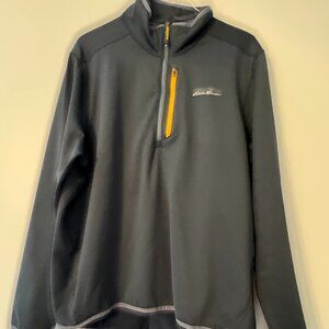 Eddie Bauer 1/4 Zip  XXL Charcoal Gray w/ Yellow Zipper